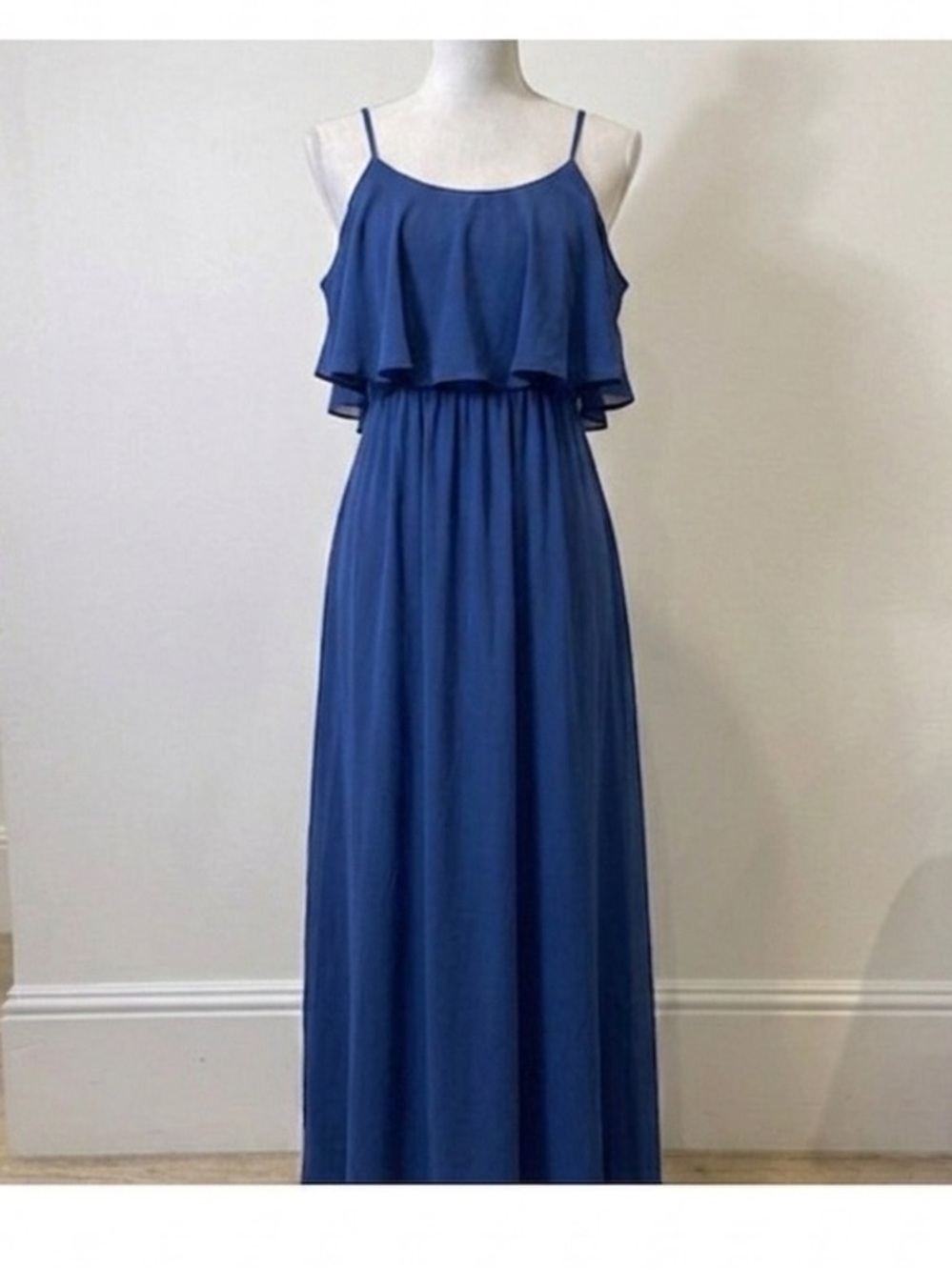 Show Me Your MuMu Caitlin Ruffle Maxi Dress Rich Navy Crisp
